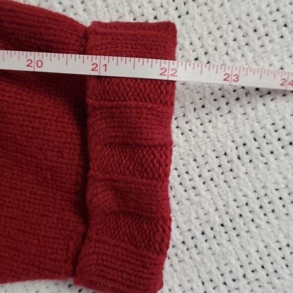 Woolrich Wool Hand Embroidered Front & Back Burgandy Red Sz. L Zippered Cardigan - Picture 7 of 9